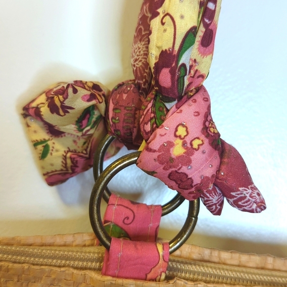 Bohemian Paisley Tote Bag  Multicolor Sequins Glitter Straw Accent - Picture 5 of 11